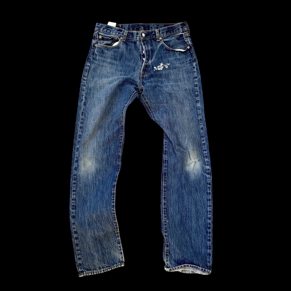 Levi's 501 Vintage 2000's Medium Wash Denim‎ Jeans Button Fly 32x32 Distressed